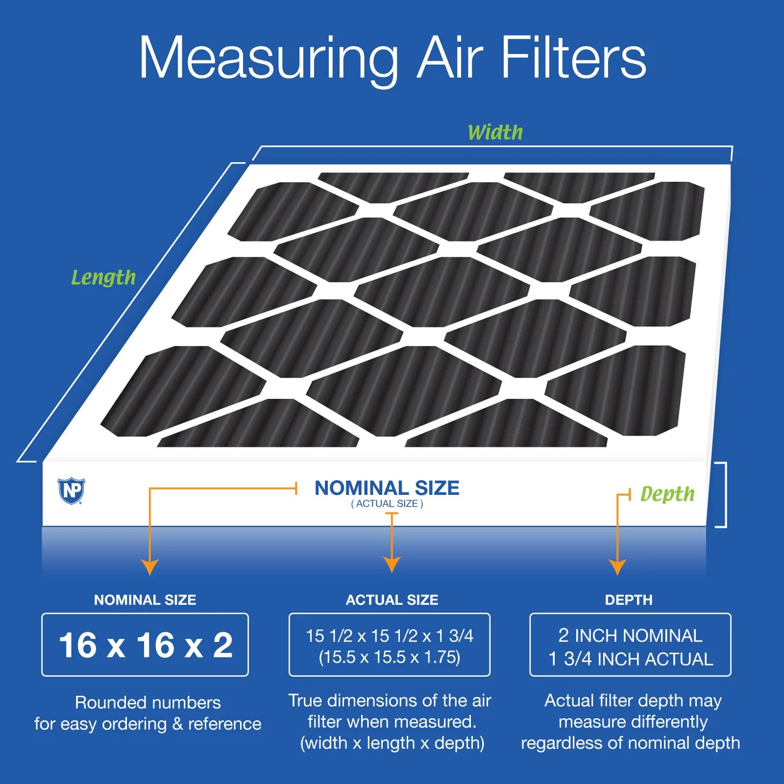 16x16x2 Pure Carbon Pleated Odor Reduction MERV 8 Furnace Filters