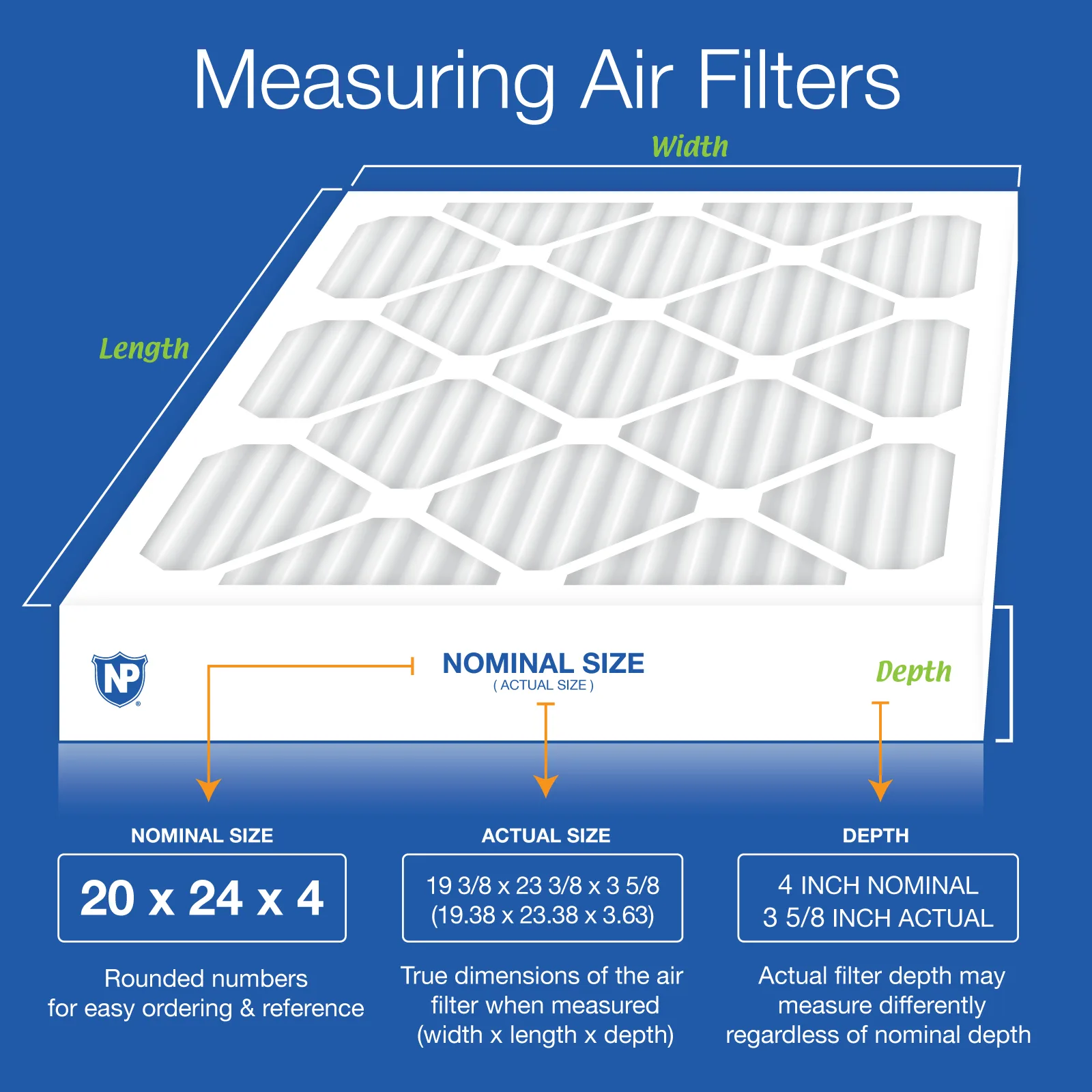 20x24x4 (3 5/8) Pleated MERV 13 Air Filters