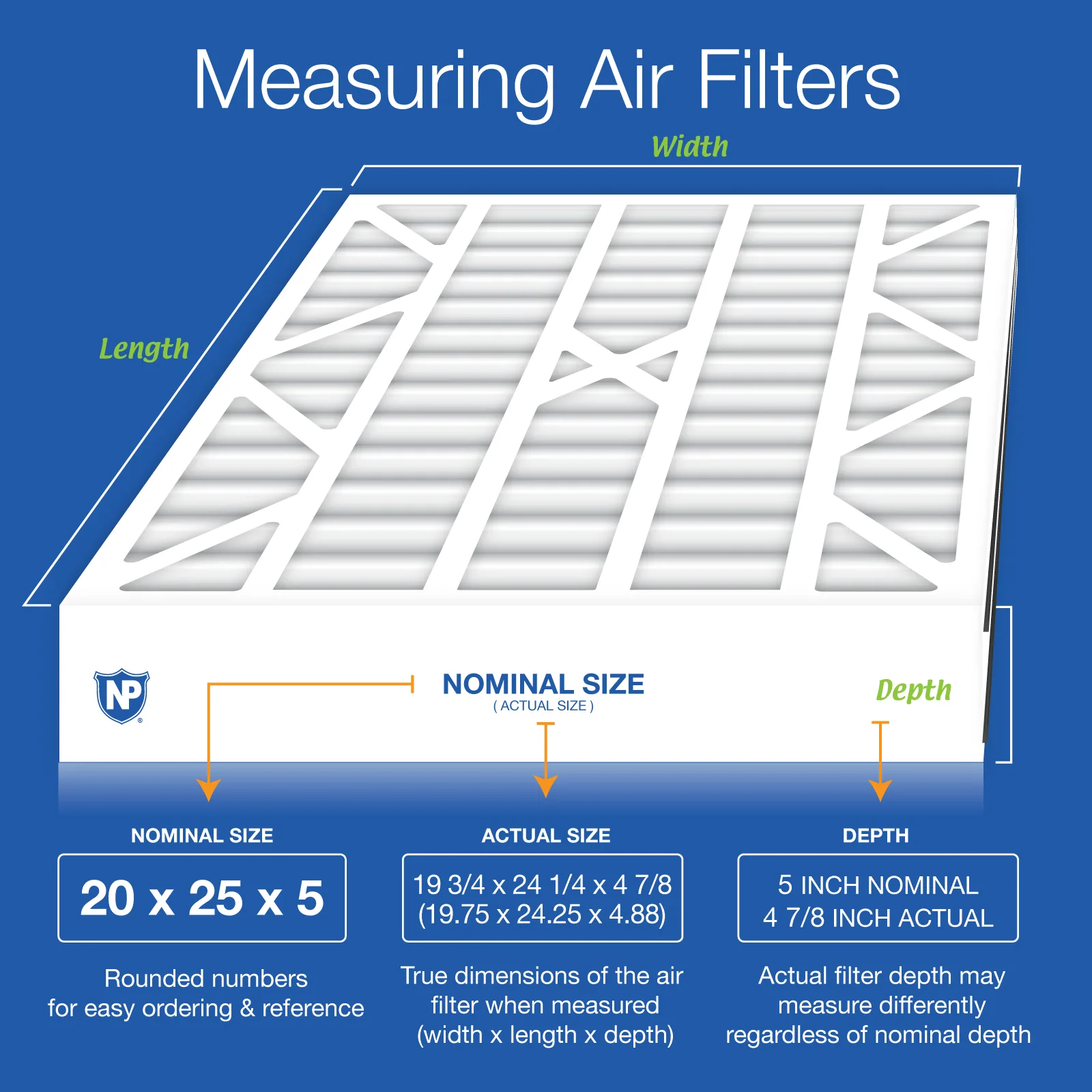 Air Bear 20x25x5 (4 7/8) Air Filter Replacement MERV 13 Plus Carbon