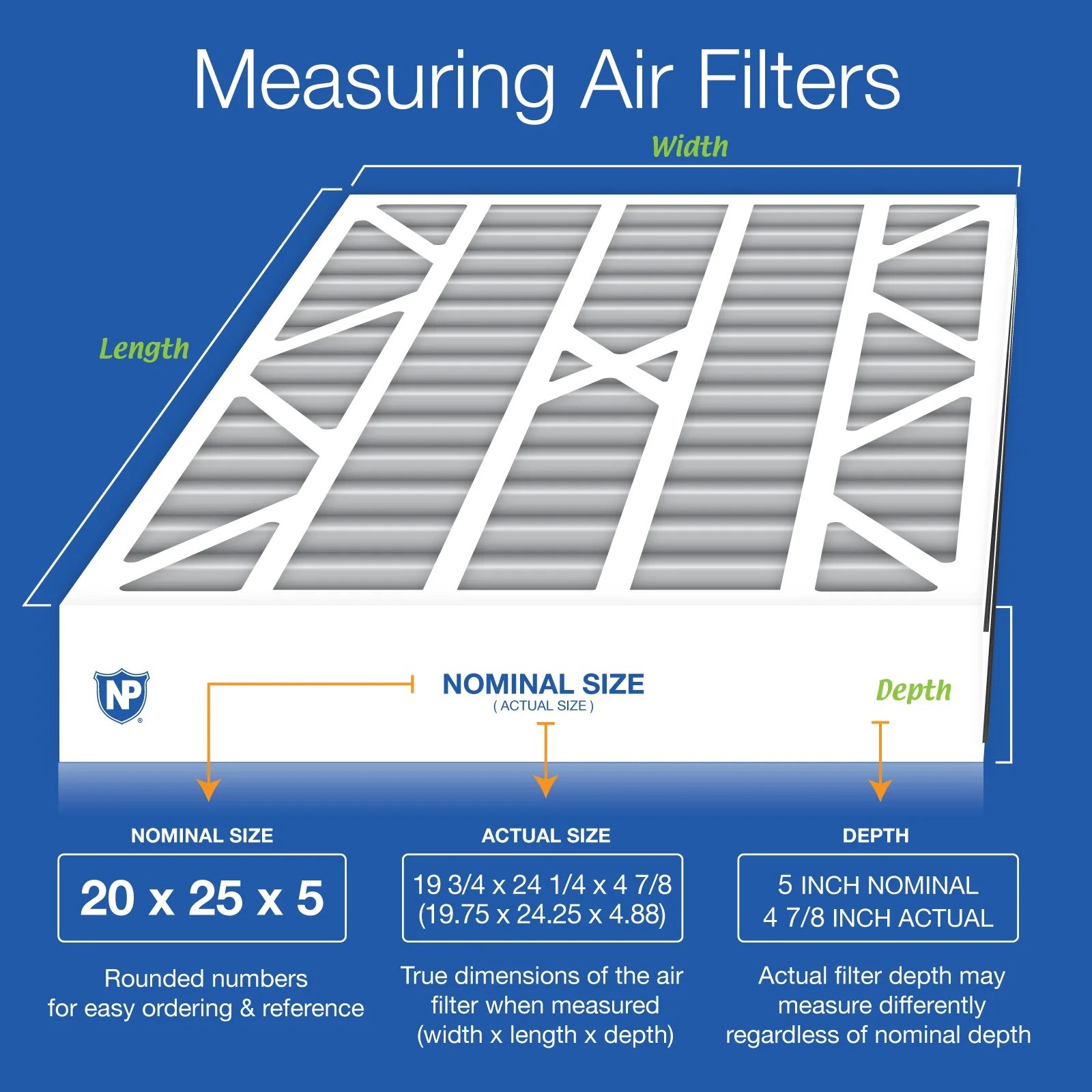 Air Bear 20x25x5 (4 7/8) Air Filter Replacement MERV 10 Pleated Plus Carbon
