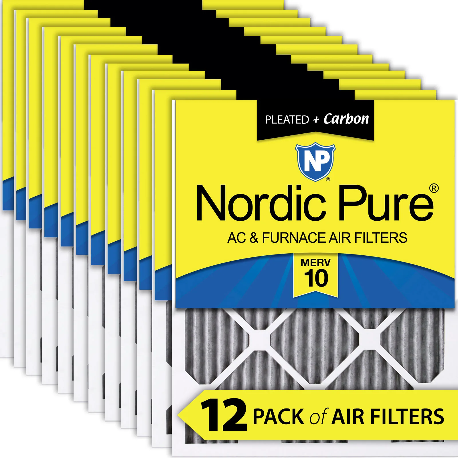 10x10x1 Furnace Air Filters MERV 10 Pleated Plus Carbon