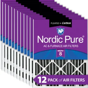 12x20x2 Furnace Air Filters MERV 8 Pleated Plus Carbon