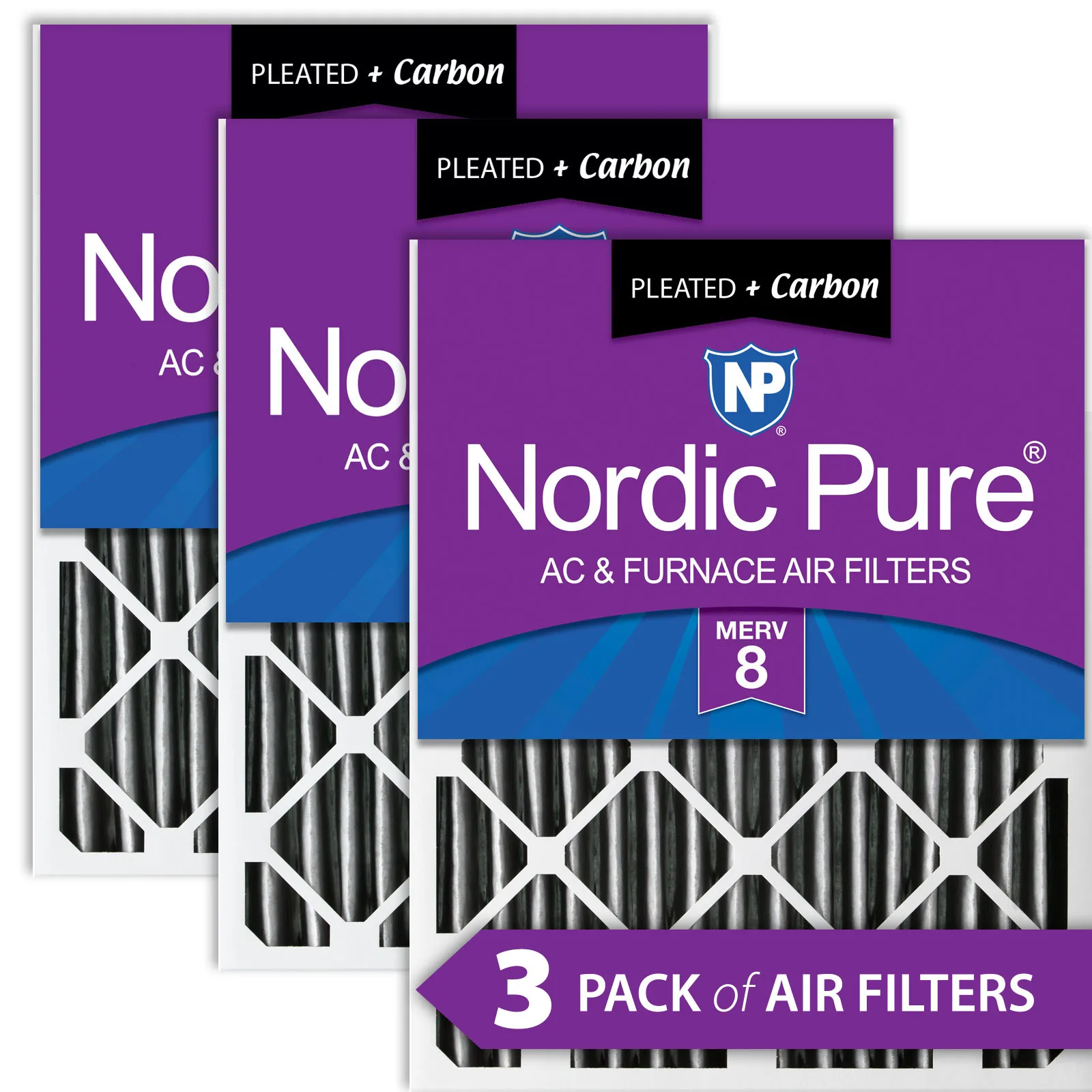 16x30x2 Furnace Air Filters MERV 8 Pleated Plus Carbon