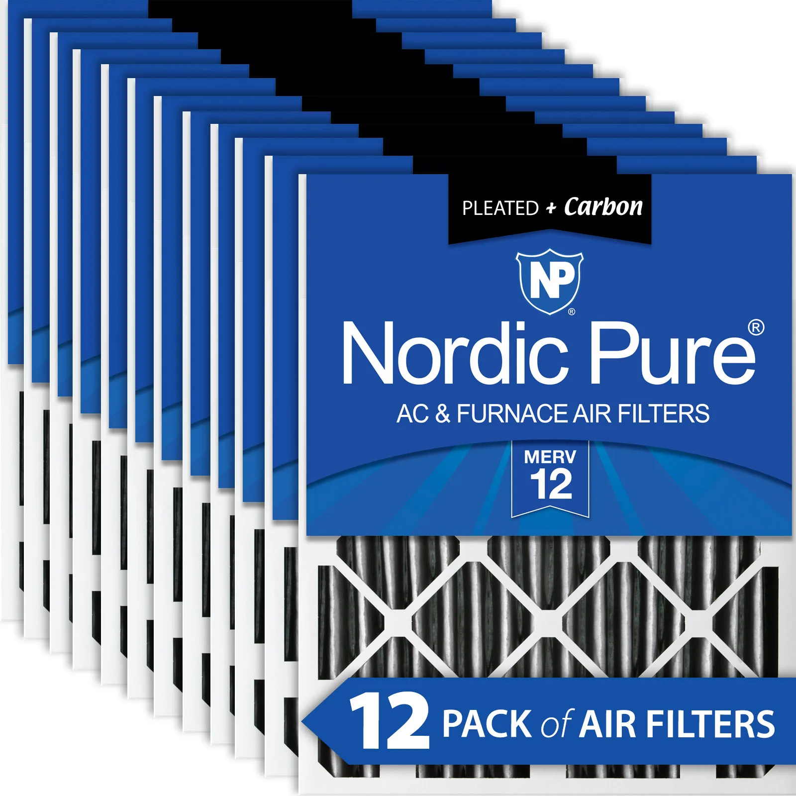 10x20x2 Furnace Air Filters MERV 12 Pleated Plus Carbon