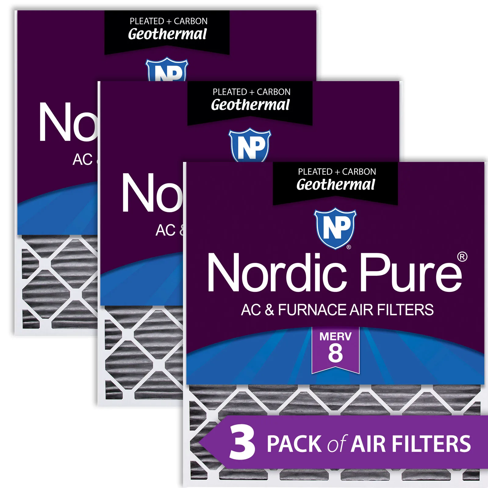 30x36x2 Geothermal MERV 8 Pleated Plus Carbon AC Furnace Air Filters