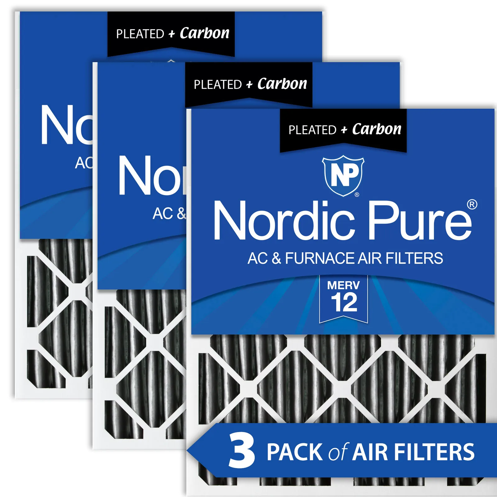 16x30x2 Furnace Air Filters MERV 12 Pleated Plus Carbon