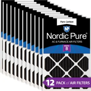 12x20x2 Pure Carbon Pleated Odor Reduction MERV 8 Furnace Filters