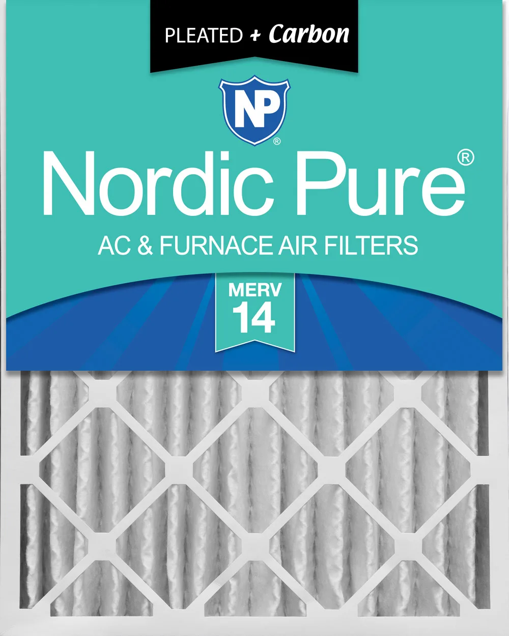 14x14x4 (3 3/4) Pleated Air Filters MERV 14 Plus Carbon