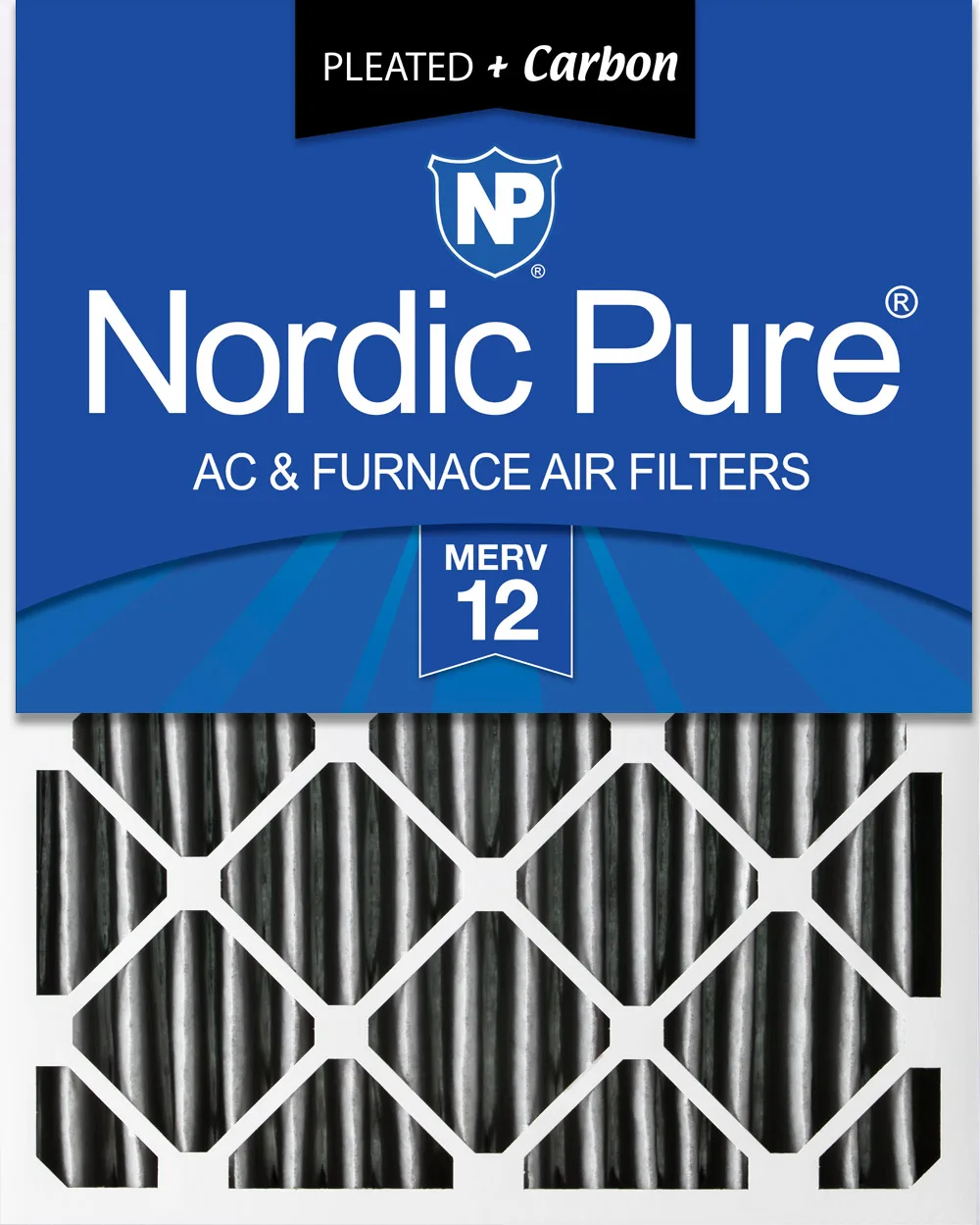 12x24x4 (3 5/8) Furnace Air Filters MERV 12 Pleated Plus Carbon
