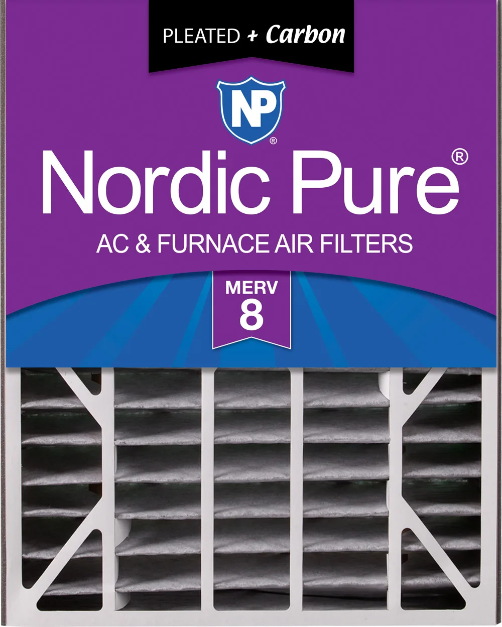 Air Bear 20x25x5 (4 7/8) Air Filter Replacement MERV 8 Pleated Plus Carbon